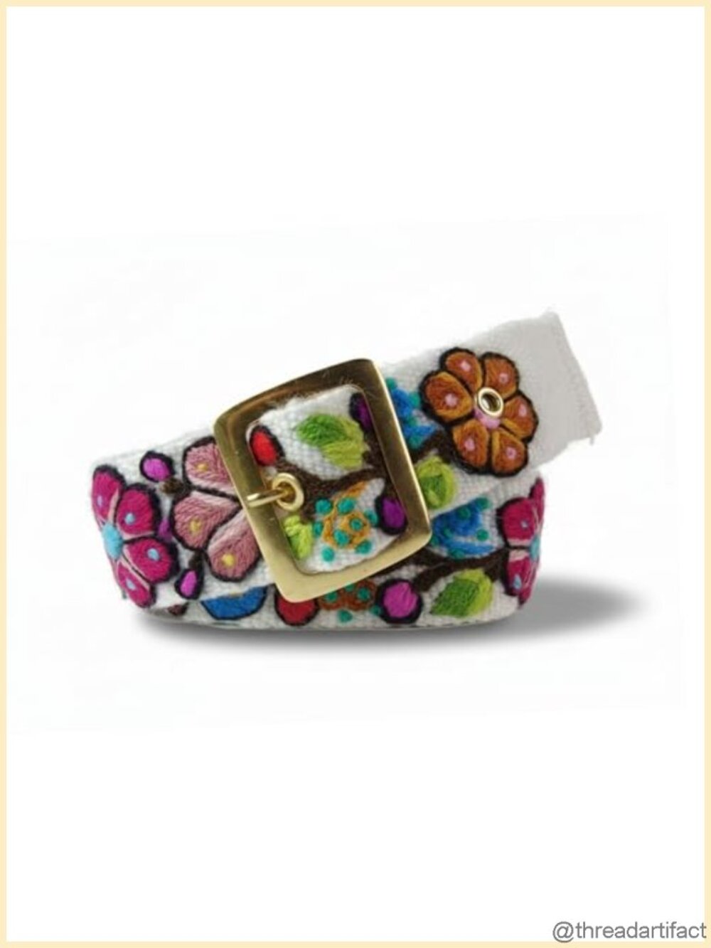 Handmade Embroidered Woven Boho Belt Women Cotton Canvas